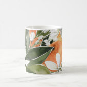 トロピカルオレンジ&フラワーウォーターカラーパターン コーヒーマグカップ (中央)