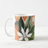 トロピカルオレンジ&フラワーウォーターカラーパターン コーヒーマグカップ (左)