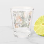 トロピカルオレンジ&フラワーウォーターカラーパターン ショットグラス (裏面)