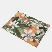 トロピカルオレンジ&フラワーウォーターカラーパターン ドアマット (アングル)