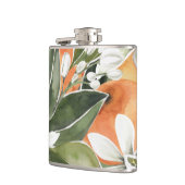 トロピカルオレンジ&フラワーウォーターカラーパターン フラスク (左)