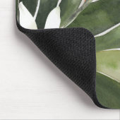 トロピカルオレンジ&フラワーウォーターカラーパターン マウスパッド (コーナー)