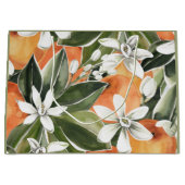 トロピカルオレンジ&フラワーウォーターカラーパターン ラージペーパーバッグ (正面)