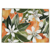 トロピカルオレンジ&フラワーウォーターカラーパターン ラージペーパーバッグ (裏面)