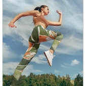 トロピカルオレンジ&フラワーウォーターカラーパターン レギンス