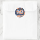 トロピカルオレンジ+ブルーAIアート ラウンドシール (バッグ)