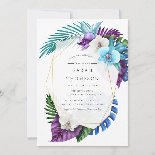トロピカルオーキズ幾何ブライダルシャワー 招待状 (正面)