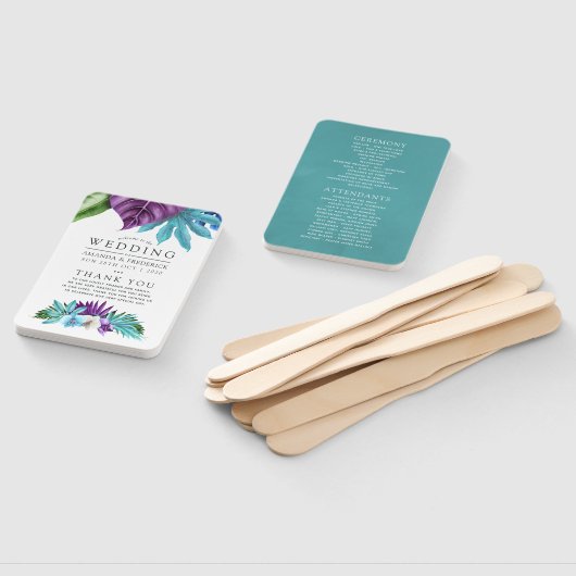 トロピカルオーキズ幾何結婚式 プログラム ハンドファン (組立なし)