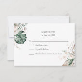 トロピカルオーキッドとモンスターウェディングRSVPカード サンキューカード (正面)