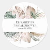 トロピカルオーキッドとモンステラのブライダルシャワー ラウンドシール (正面)