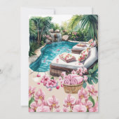 トロピカルオーキッドとラタン チェア | プールパーティーⅠ 招待状 (裏面)