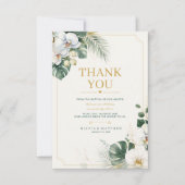 トロピカルオーキッドのラグジュアリー結婚式のお礼カード サンキューカード (正面)