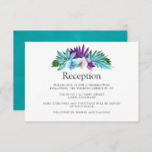 トロピカルオーキッドの幾何学的な結婚式の披露宴 エンクロージャーカード (正面/裏面)