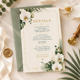 トロピカルオーキッドの贅沢な結婚式詳細カード 出欠カード