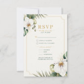 トロピカルオーキッドの贅沢な結婚式RSVPカード 出欠カード (正面)