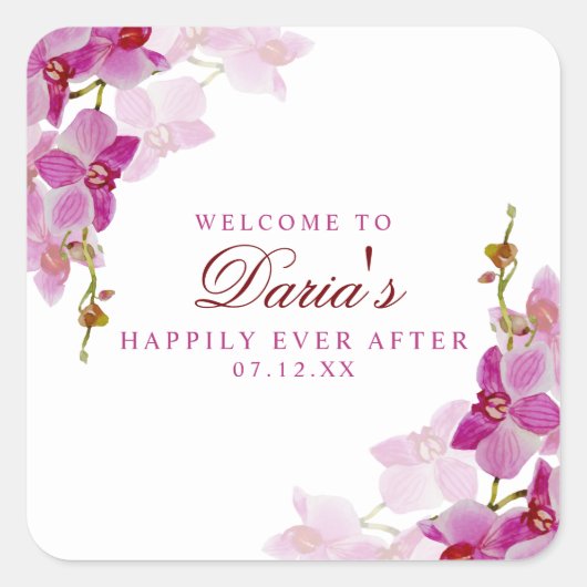 トロピカルオーキッドステッカー スクエアシール (正面)