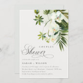 トロピカルオーキッドパーム動物相カップルシャワー招待状 サンキューカード (正面/裏面)