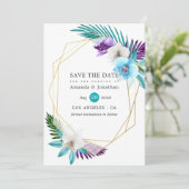 トロピカルオーキッドビーチウェディングジオメトリック セーブザデート (スタンド正面)