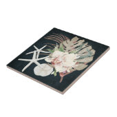 トロピカルオーキッドフローラネイビービーチ海シーシェルズ タイル (側面)