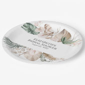 トロピカルオーキッドモンステラブライダルシャワー ペーパープレート (アングル)