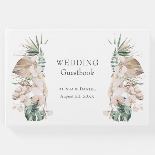トロピカルオーキッドモンステ結婚ラズゲストブック ゲストブック (正面)