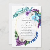 トロピカルオーキッド幾何学的な結婚前お披露目パーティー 招待状 (正面)