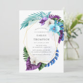 トロピカルオーキッド幾何学的な結婚前お披露目パーティー 招待状 (スタンド正面)