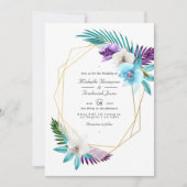 トロピカルオーキッド幾何学QRコードRSVPウェディング 招待状 (正面)