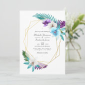 トロピカルオーキッド幾何学QRコードRSVPウェディング 招待状 (スタンド正面)