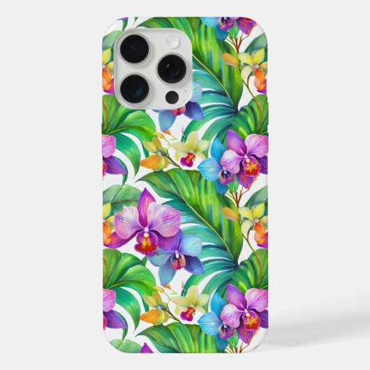 トロピカルオーキッド模様 iPhoneケース (裏面)