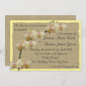 トロピカルオーキッド&バーラップ素朴ビーチ結婚式 招待状 (正面/裏面)