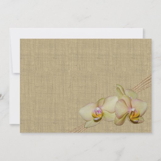 トロピカルオーキッド&バーラップ素朴ビーチ結婚式 招待状 (裏面)