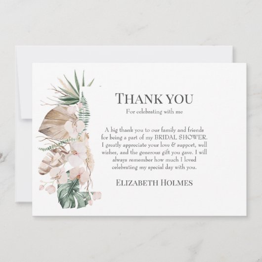 トロピカルオーキッド&モンステラ ブライズシャワー サンキューカード (正面)