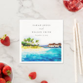 トロピカルオーバーウォーターヴィラシースケープビーチ結婚式 スタンダードカクテルナプキン (インサイチュ)