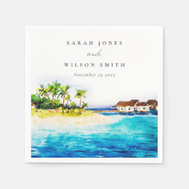 トロピカルオーバーウォーターヴィラシースケープビーチ結婚式 スタンダードカクテルナプキン