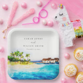 トロピカルオーバーウォーターヴィラシースケープビーチ結婚式 ペーパープレート (パーティー)