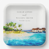 トロピカルオーバーウォーターヴィラシースケープビーチ結婚式 ペーパープレート (正面)