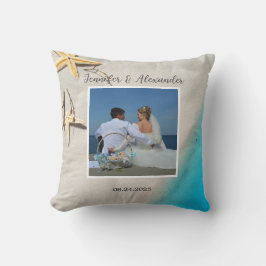 トロピカルオceanビーチのウェディングニュ夫婦フォト クッション
