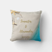 トロピカルオceanビーチの新婦新郎結婚式 クッション (正面)