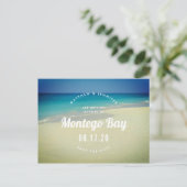 トロピカルオceanビーチサンドウェディング・セーブ・ザ・デート 案内ポストカード (スタンド正面)