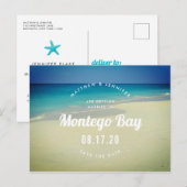 トロピカルオceanビーチサンドウェディングSave the Date 案内ポストカード (正面/裏面)