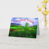 トロピカルカウアイハワイアン島 カード (黄色い花)