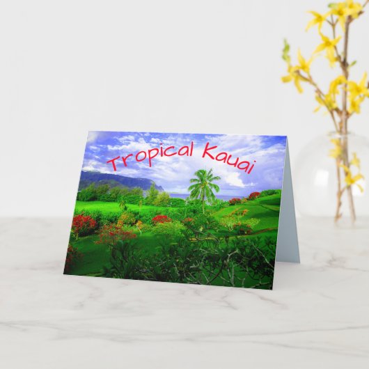 トロピカルカウアイハワイアン島 カード (黄色い花)