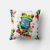 トロピカルカエルの枕カラフル- Frog prince クッション (裏面)