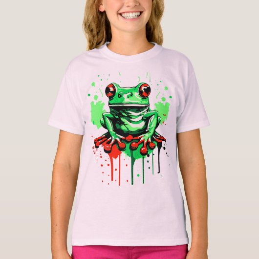 トロピカルカエル – Frog prince Girls Tシャツ (正面)