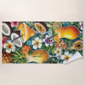 トロピカルカクテルとフローラデザイン ビーチタオル (正面)