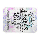 トロピカルカクテルパーソナライズされたシーズザデイクルーズ マグネット (横)