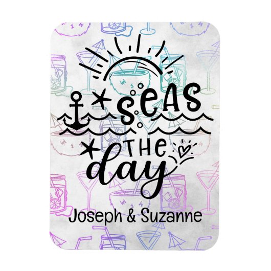 トロピカルカクテルパーソナライズされたシーズザデイクルーズ マグネット (縦)