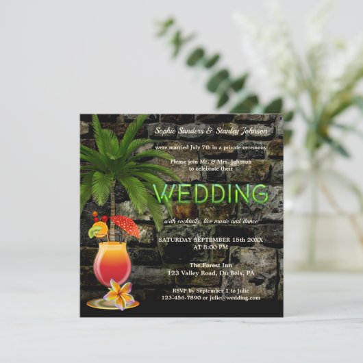 トロピカルカクテルパーティ ネオン ウェディング後 招待状 (スタンド正面)