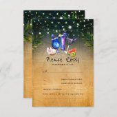 トロピカルカクテルビーチ結婚式RSVP 出欠カード (正面/裏面)